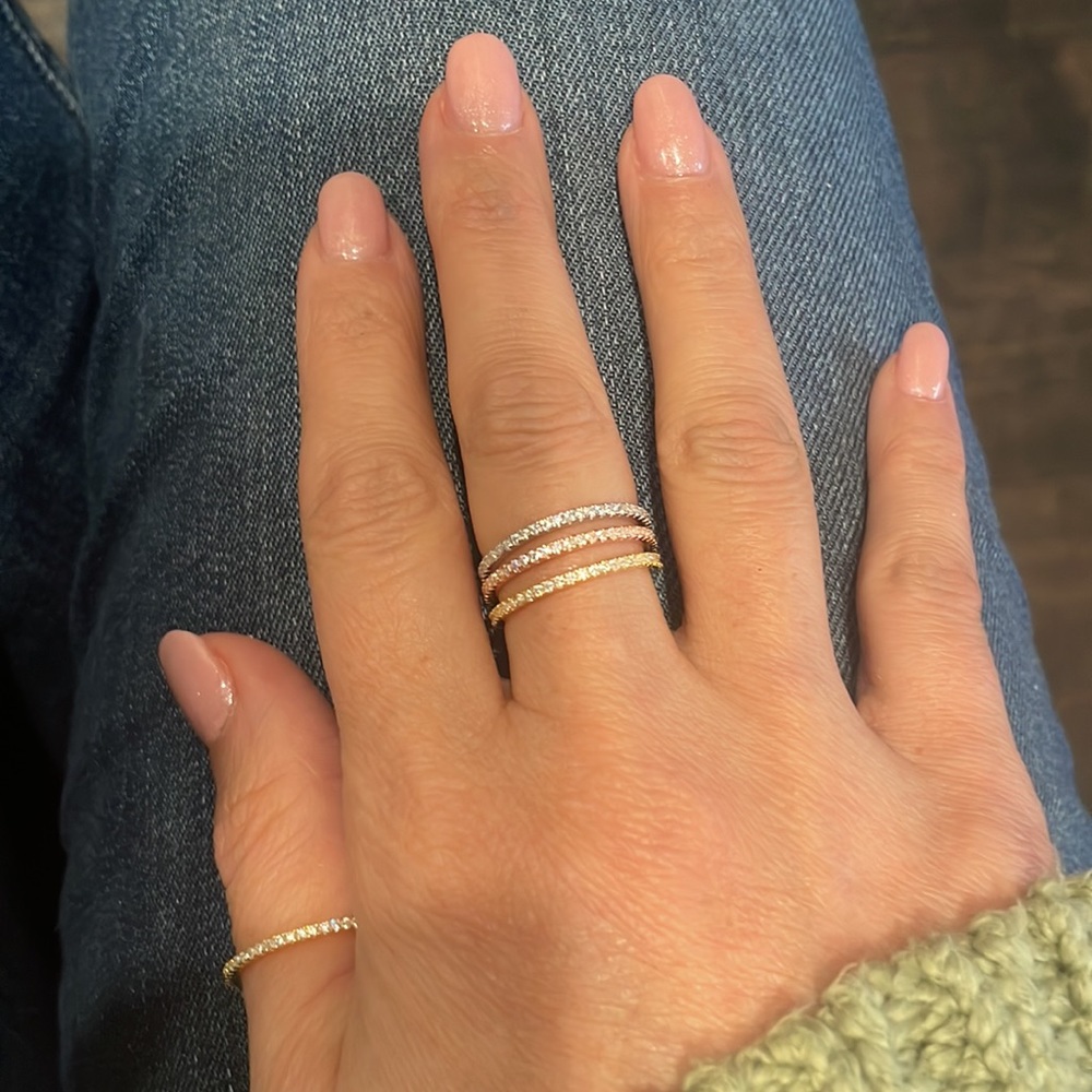 CZ diamond eternity band+Diamond wedding band Gold+Silver+Rose Gold+Thin - Picture 8 of 9
